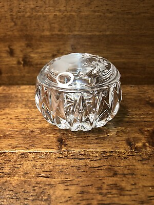 #ad Princess House Heritage Romance Round Crystal Vanity Trinket Box with Lid EUC $10.49