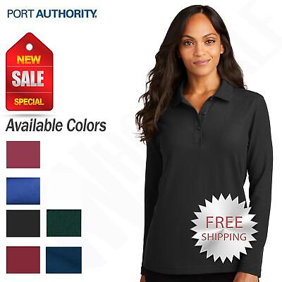 Port Authority Womens Long Sleeve Polo Shirt 3 button reverse placket L500LS $28.03