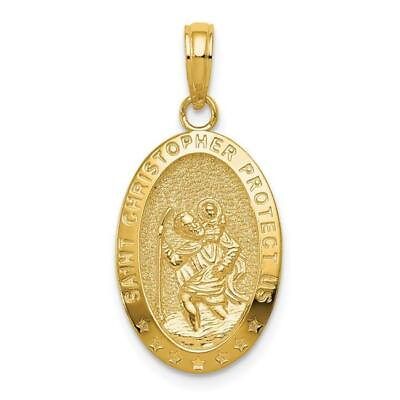 #ad Quality Gold K5082 12 x 20 mm 14K Yellow Gold Saint Christopher Medal Pendant $164.82
