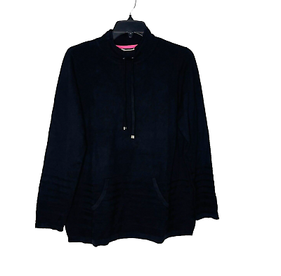 #ad Isaac Mizrahi Live SOHO Pullover Sweater Drawstring Neck Black Small NEW $23.99