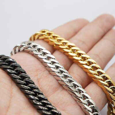 MENDEL 10mm Mens Gold Plated Miami Cuban Link Chain Necklace Stainless Steel Men $19.99