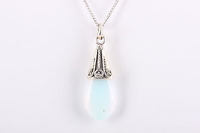 SOFT MULTI SMOOTH COLORED STERLING PENDANT STONE DROP NECKLACE 925 VINTAGE 4750 $50.00