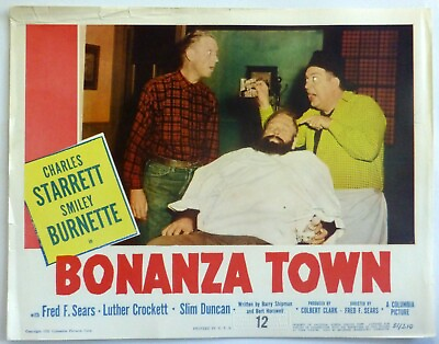 Western Smiley Burnette 1950s Original Lobby Card Bonanza Town Barbershop $6.36