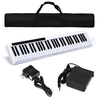 Sonart 61 Key Portable Digital Piano MIDI Keyboard w Pedal Gift White $65.99