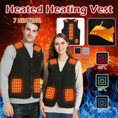 #ad Electric Heated Vest Jacket USB Thermal Warm Up Heating Pad Body Warmer Winter AU $44.99