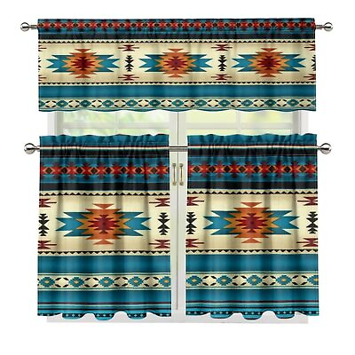 #ad Western Aztec Kitchen Curtain and Valances Set Navajo Window Valance Curtain ... $39.60
