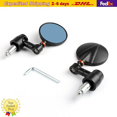 Motorcycle Bike Round Rear Side View 7 8quot; Bar End CNC Mirrors Universal Black $46.54