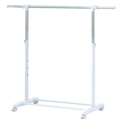 #ad Mainstays Adjustable Rolling Garment Rack Metal Chrome White Free Shipping $10.55