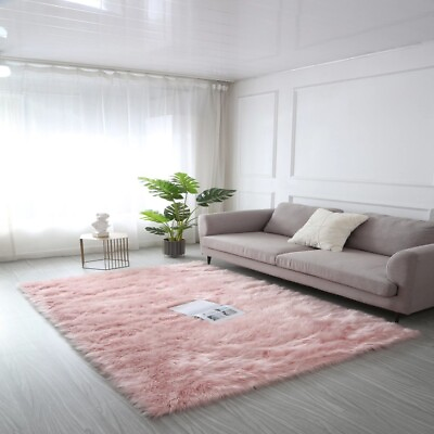 #ad Ultra Soft Fluffy Faux Fur Sheepskin Area Rug Pink $75.00