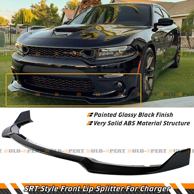 #ad For 2015 2022 Dodge Charger SRT Scat Pack Glossy Black Front Bumper Lip Splitter $95.99