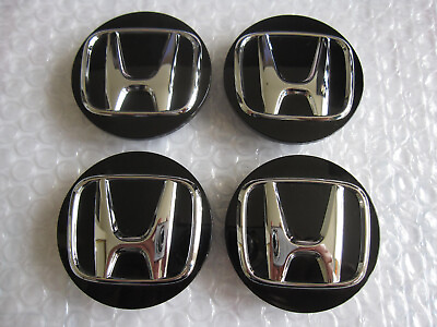 Set of 4 Genuine OEM Honda 62mm 2 3 8quot; BLACK center caps P N 44732 TVA A21 $30.00