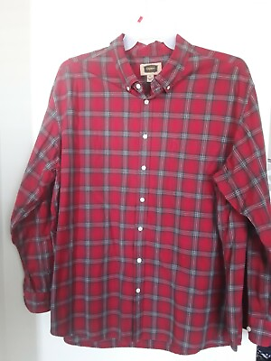 The Foundry Mens Shirt Red Black Gray Plaid Size 2XL Cotton $15.29