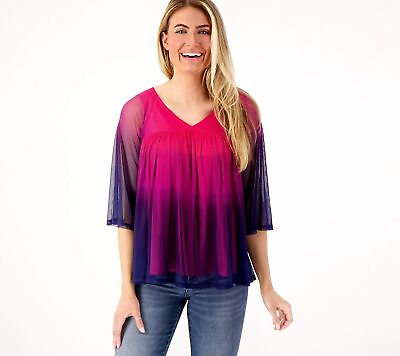 #ad Attitudes By Renee Como Jersey amp; Mesh Ombre Shirt Evening Lily L New $31.38