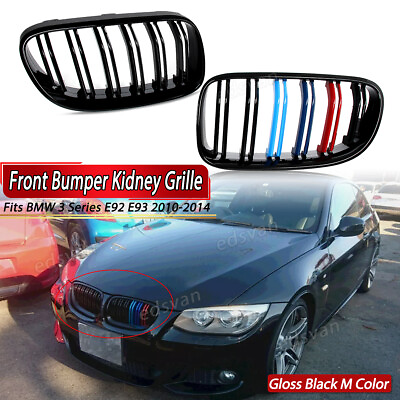 Glossy Black M Color Front Kidney Grille For BMW E92 E93 325i 335i LCI 2010 2014 $37.99