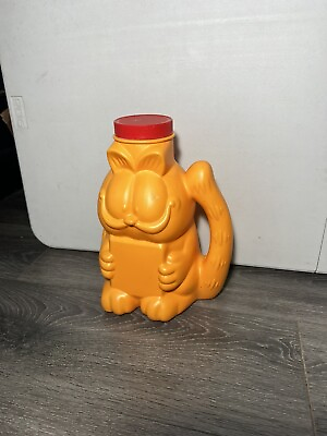 #ad Vintage Garfield Alpo Cat Food Container Coin Bank With Lid 1981 Plastic 12quot; $15.00