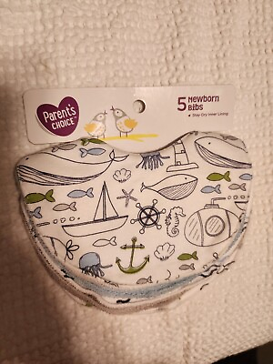 Parent#x27;s Choice Water Resistant Bibs 5 Pack Infant Baby Boys NWT $9.98