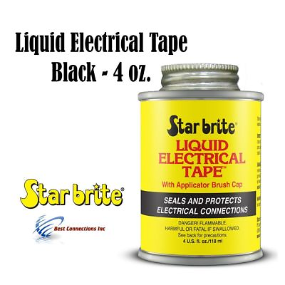#ad Liquid Electrical Tape Black 4oz w Applicator Brush Cap StarBrite 84104 $11.99