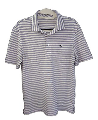 #ad Vineyard Vines Polo Shirt Men#x27;s XS Purple Striped Short Sleeve Golf $14.99