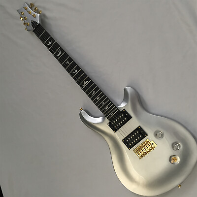 #ad Metallic Silver Solid Body Electric Guitar 2H Tremolo Bridge Gold Part Fast Ship $253.90