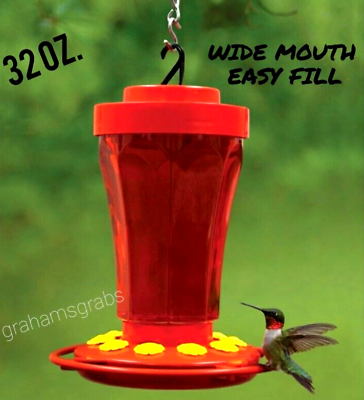 FIRST NATURE HUMMINGBIRD FEEDER 32 OZ WIDE MOUTH #3090 EASY CLEAN MADE IN USA $16.95