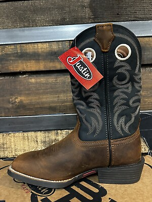 #ad JUSTIN MEN#x27;S MULEY PERFORMANCE WESTERN BOOTS BROAD SQUARE TOE Size 10.5 D $134.96