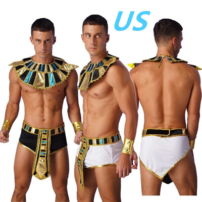 #ad US Mens Egyptian Prince Cosplay Costume Greek Roman King Warrior Fancy Dress Up $18.39