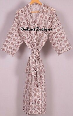 #ad Indian Floral Print Cotton Kaftan Maxi Dress Hippie Boho Caftan Long Kimono $34.00