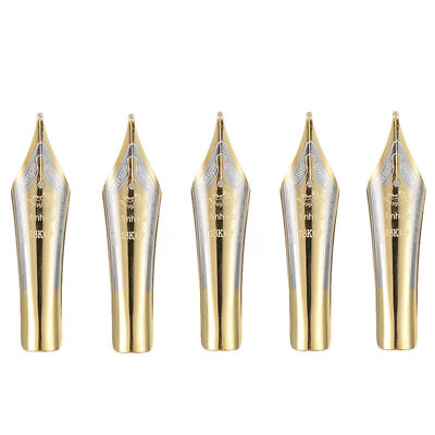#ad 5pcs Fountain Pen Nibs 0.5mm Medium Fine Nib Iridium Tip Gold $6.52
