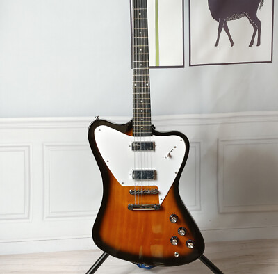 #ad Solid Bird Vintage sunburst Electric Guitar HH Pickup Fixed Bridge Mahogany Body $237.43