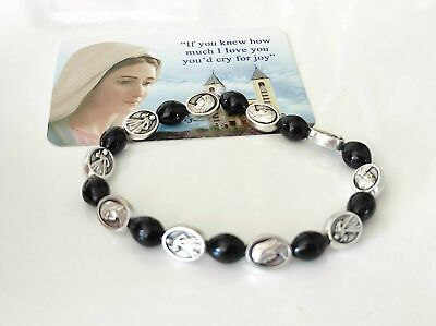 #ad Catholic Bracelet Virgin Mary Prayer from Medjugorje WOOD Gift holy Card $7.99