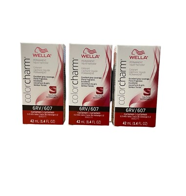 Wella Color Charm Permanent Liquid Hair Color 6RV Cyclamen 3 Packs 1.4 Each #ad $20.99