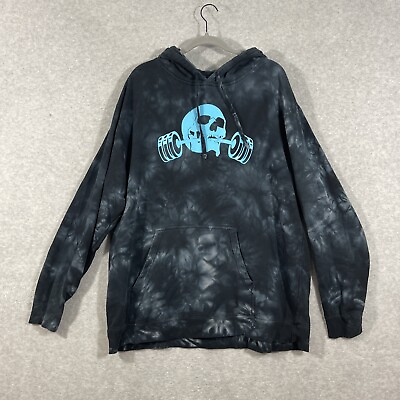 #ad Independent Trading CO Mens Hooded Sweatshirt Size 2XL Black Tie Dye Skull $36.00