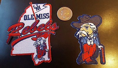 2 Ole Miss Rebels Colonel Reb Vintage Embroidered Iron On Patch 3quot; x 2 3.5 x 3quot; #ad $10.69