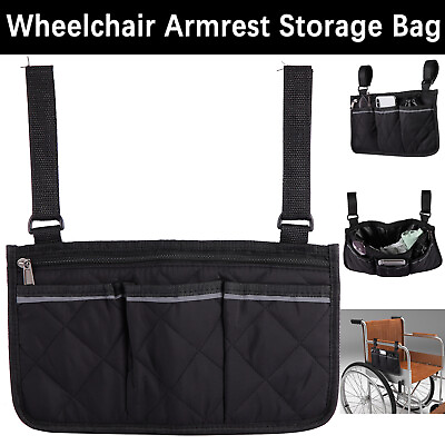 #ad New Outdoor Wheelchair Side Pocket Organizer Holder Pouch Armrest Storage Bag US $7.45