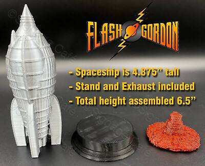 #ad Flash Gordon Spaceship with Stand and Exhaust 3D Printed HO Scale Desk Display $15.97