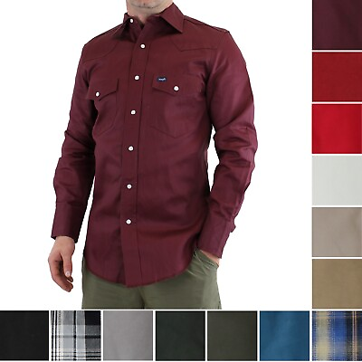 Wrangler Men#x27;s Western Shirt 2 Sawtooth Pockets Snap Front Long Sleeve Serged $27.99
