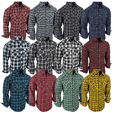 #ad Plaid Shirt Mens Western Flap Pockets Triple Snap Cuffs TRUE FIT Country Casuals $21.95