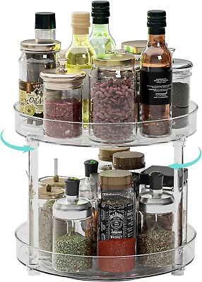 #ad 2 Tier Lazy Susan Organizer，Clear Plastic Lazy Susan Turntable for Cabinet，Rotat $9.99