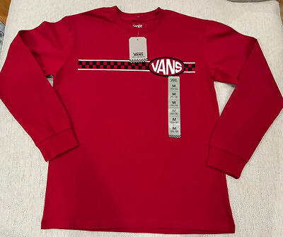 #ad Vans Youth Long Sleeve T Shirt Red Medium 10 12 New With Tags $14.40