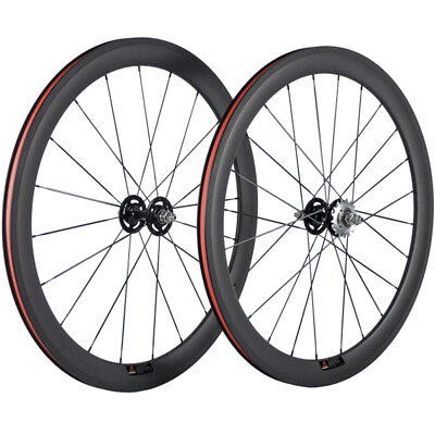 #ad Fixed Gear Carbon Wheels 50mm Clincher Track Bike 700C Bicycle Wheelset 17T $315.09