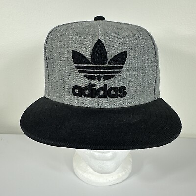 Adidas Black Trefoil Grey Snapback Hat Adjustable #ad $24.00