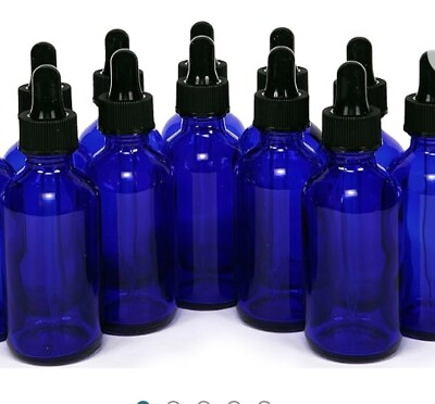 NEW 24 Glass Dropper Bottles 2 Oz Cobalt Blue Beauty Perfume Cosmetics Skincare $19.99