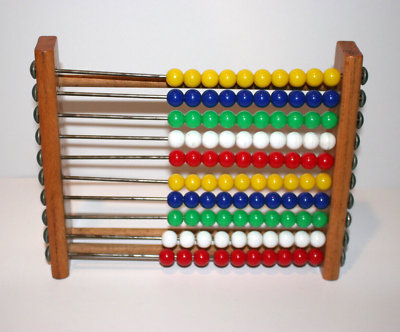 #ad VTG Kids Abacus Counting Adding Subtracting Math Homeschool Wood Metal Multi $14.96