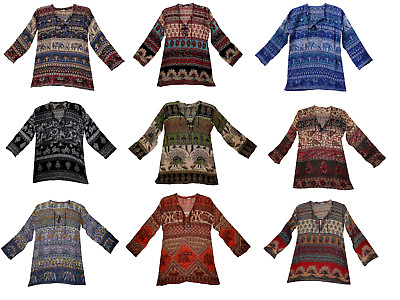 #ad Indian Cotton Ethnic Summer Blouse Top Tunic For Women Boho Shirt Retro Hippie $27.99