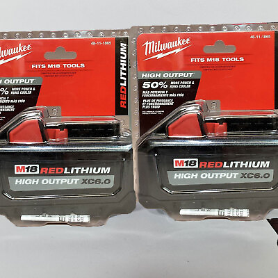 #ad #ad New Genuine 18V Milwaukee 48 11 1865 6.0 AH Batteries M18 XC18 High Output 2PCS $116.99