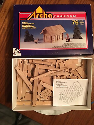 #ad Wood Building Kit Wood Cabin Blocks Archa Czech Play Set Complete Toy Hut $18.89