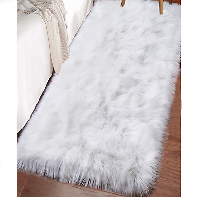 #ad 2X4 Ft Ultra Soft Fluffy Faux Fur Sheepskin Area Rug for Room Decor White $32.14