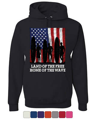 #ad #ad Land of the Free Surfing Hoodie Home of the Wave Beach Sweatshirt $38.95