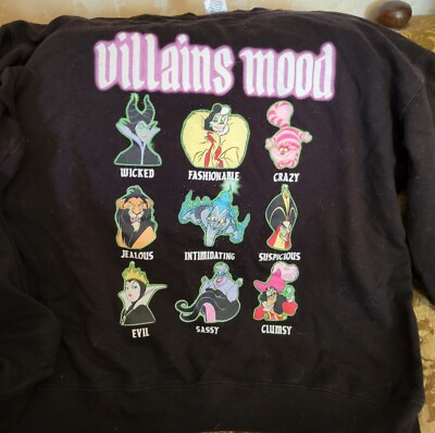 #ad Disney Sweatshirt Womens XL Black Pullover Villains Mood Long Sleeves $26.00