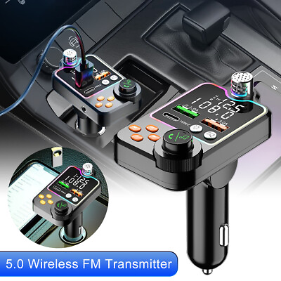 #ad Bluetooth FM Transmitter Car Bluetooth MP3 Player Reusable Dual USB Screen teJyF $15.29